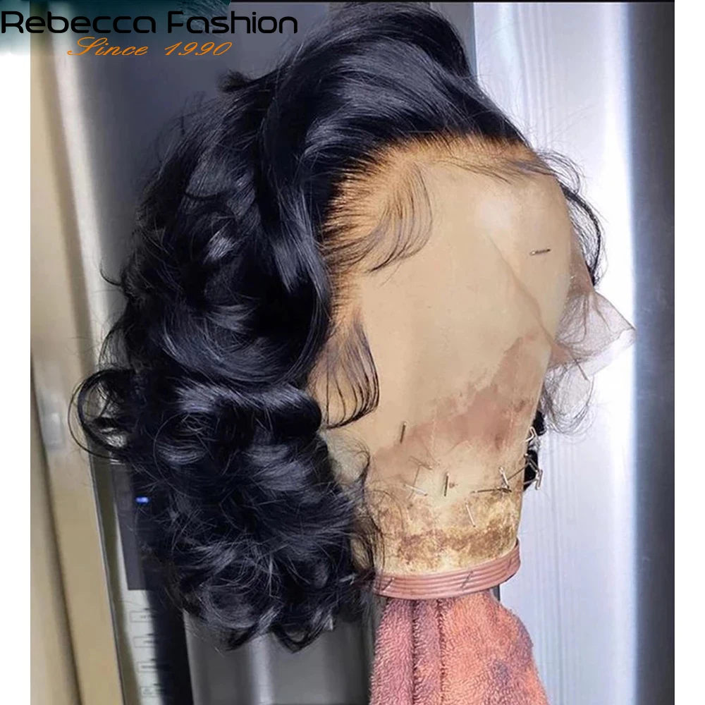 Suelta la onda profunda peluca 250% densidad 13x4 peluca Frontal de encaje cabello humano Pre arrancado Bob corto peluca Pixie Peluca de cabello humano Bob corto peluca