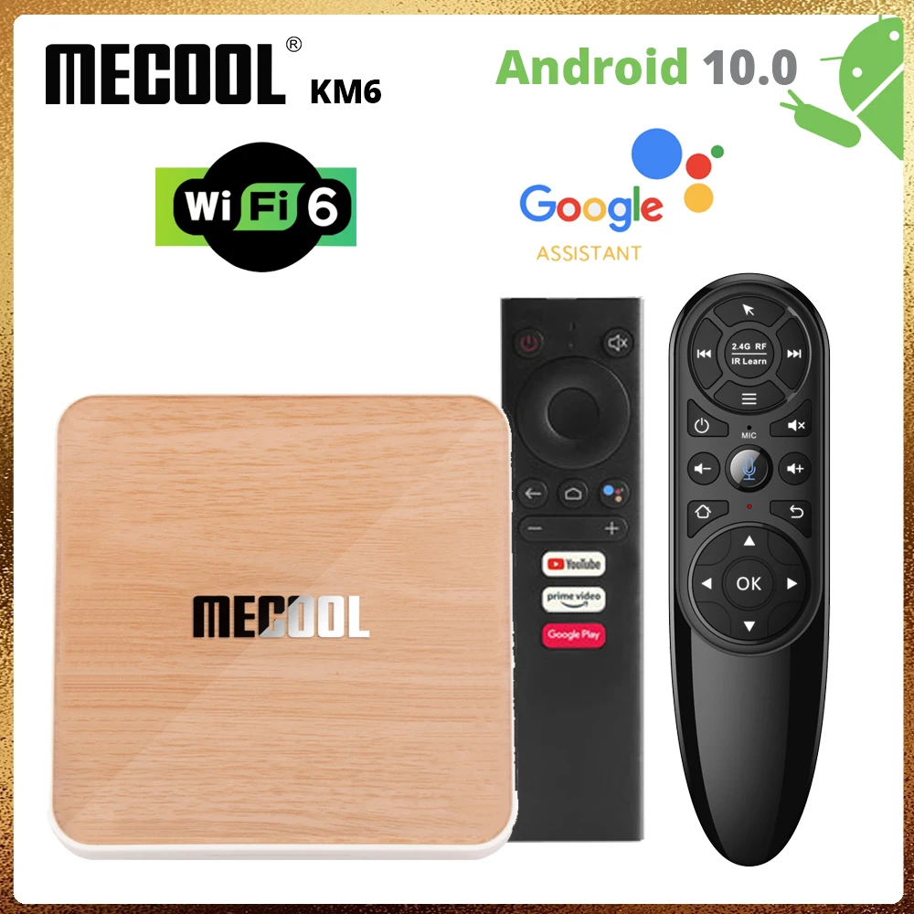 Mecool Box для Netflix Premium KM6 Android 10 0 ТВ-бокс 4 Гб 64 ГБ с Wifi6 BT5.0 Google Certified AV1 USB3.0 1000 м IPTV