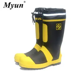 Мужские светоотражающие защитные ботинки от дождя со стальным носком, мужские водонепроницаемые ботинки без шнуровки, уличные, для охоты и