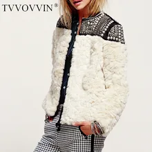 TVVOVVIN, высокое качество, новинка, Осень-зима, с заклепками, из кусков, Женское пальто с кроличьим мехом, Jaqueta Feminina, куртка Q433