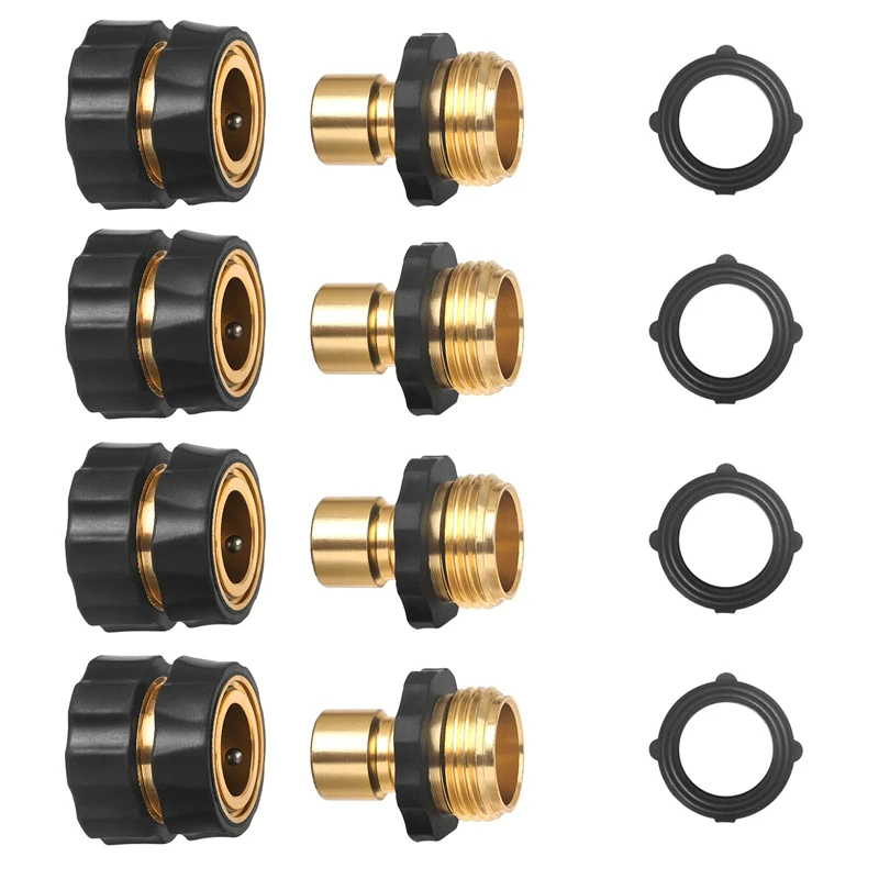 Hot 3/4 Inch Garden Hose Fitting Quick Connector Male and Female Value Pack No-Leaks Water Hoses Quick Connect Release