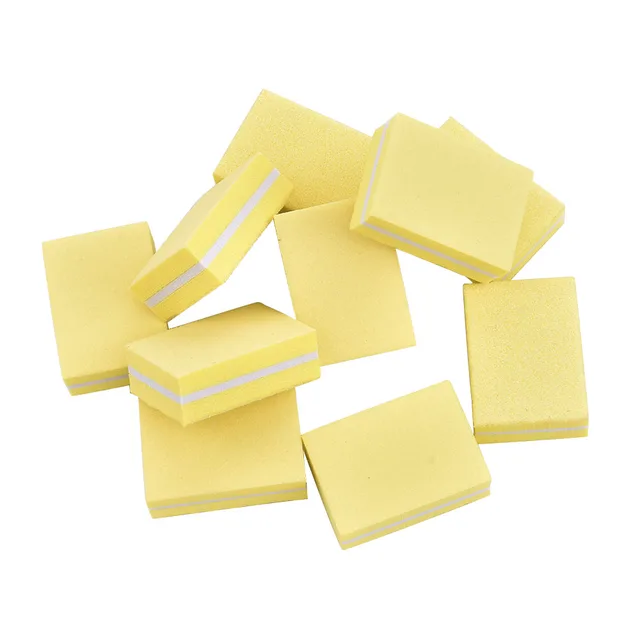 10Pcs Professional Mini Sponge Nail Polish Sanding Buffer Strips Tools Nail Art File Double-sided Small Manicure Sponge File Yellow
