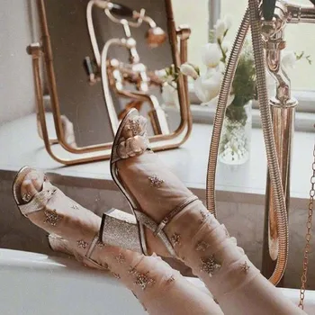 

Women Fashion mesh star patch socks Glitter Star Soft Mesh Sock Transparent Elastic Sheer Ankle sock erotic stockings 2020