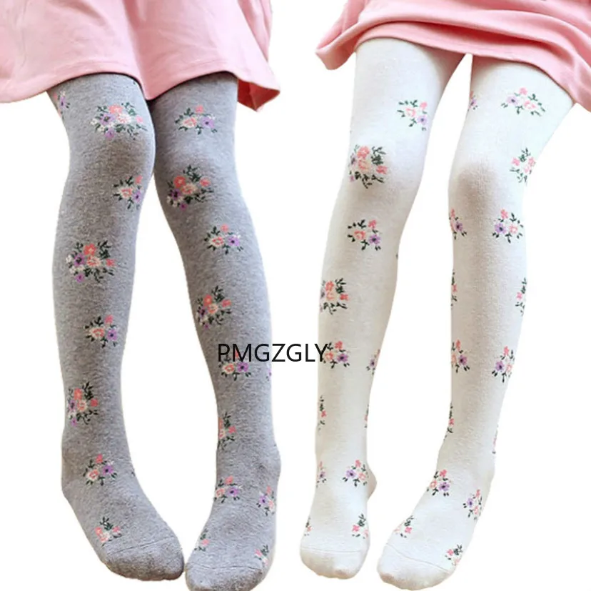 Girls Tights Stockings for Baby Toddler Kids Children Knitted Floral Girl Pantyhose Elastic Cotton Flower Child Style 2-8 Years