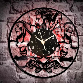 

Barber Shop Style Vinyl Wall Clock - Original Gift Idea for Him or Her - Cool Home Decor Wall Art