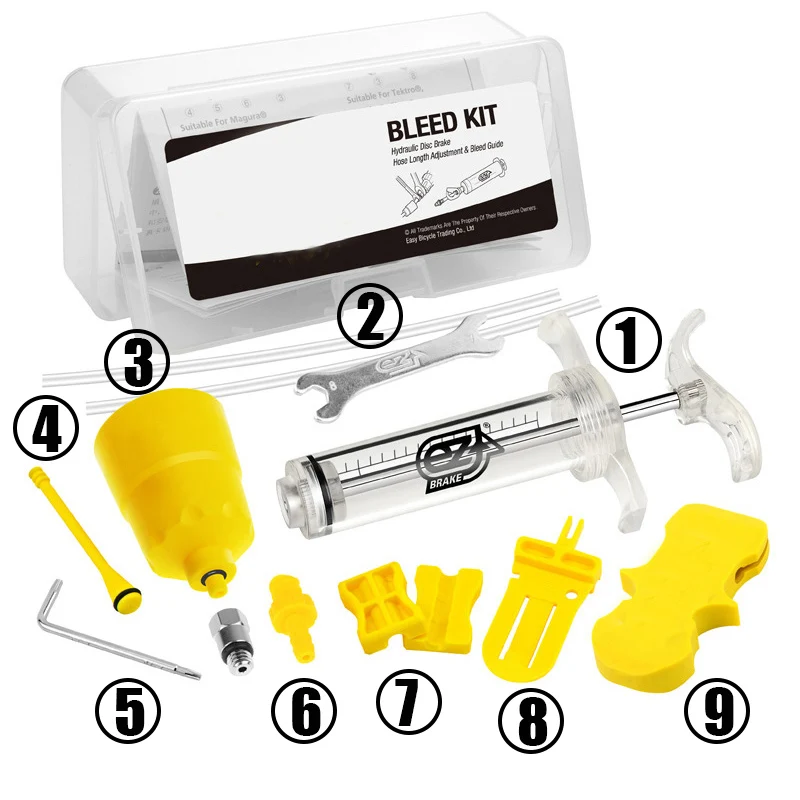 Bicycle Hydraulic Brake Bleed Tool Kit for Pads Tektr0 Margura MT and Seires System Use Mineral Oil | Спорт и развлечения