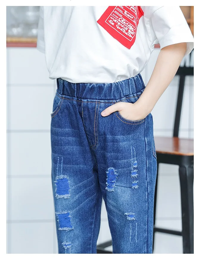 Популярные модели, джинсовые Широкие штаны для девочек, свободные, новые, удобные, модные, прямые штаны для детей, тонкая секция, детская