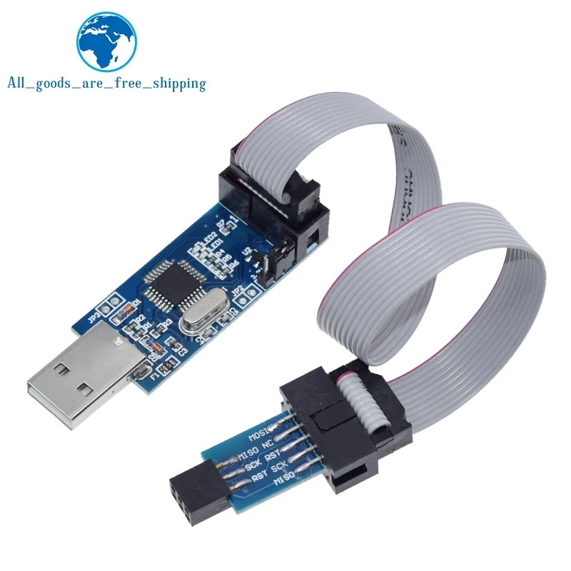 1 комплект USBASP USBISP AVR программист USB ATMEGA8 ATMEGA128 ATtiny/CAN/PWM 10Pin провод модуль DIY + до 6 Pin