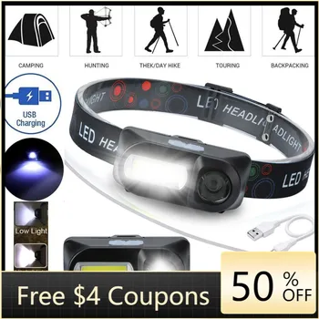 

[TOP SELL!]COB LED Headlight Headlamp Head Lamp Flashlight USB Rechargeable 18650 Torch Camping Hiking Night Fishing Light#2
