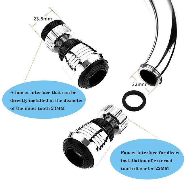 360 Degree Swivel Kitchen Faucet Aerator Clean Adjustable Dual Mode Sprayer Filter Diffuser Water Saving Nozzle Faucet Connector 2