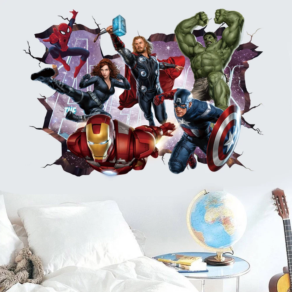 3D avengers wall stickers living room bedroom wall decoration Super hero  movie poster wall stickers for kids rooms _ - AliExpress Mobile