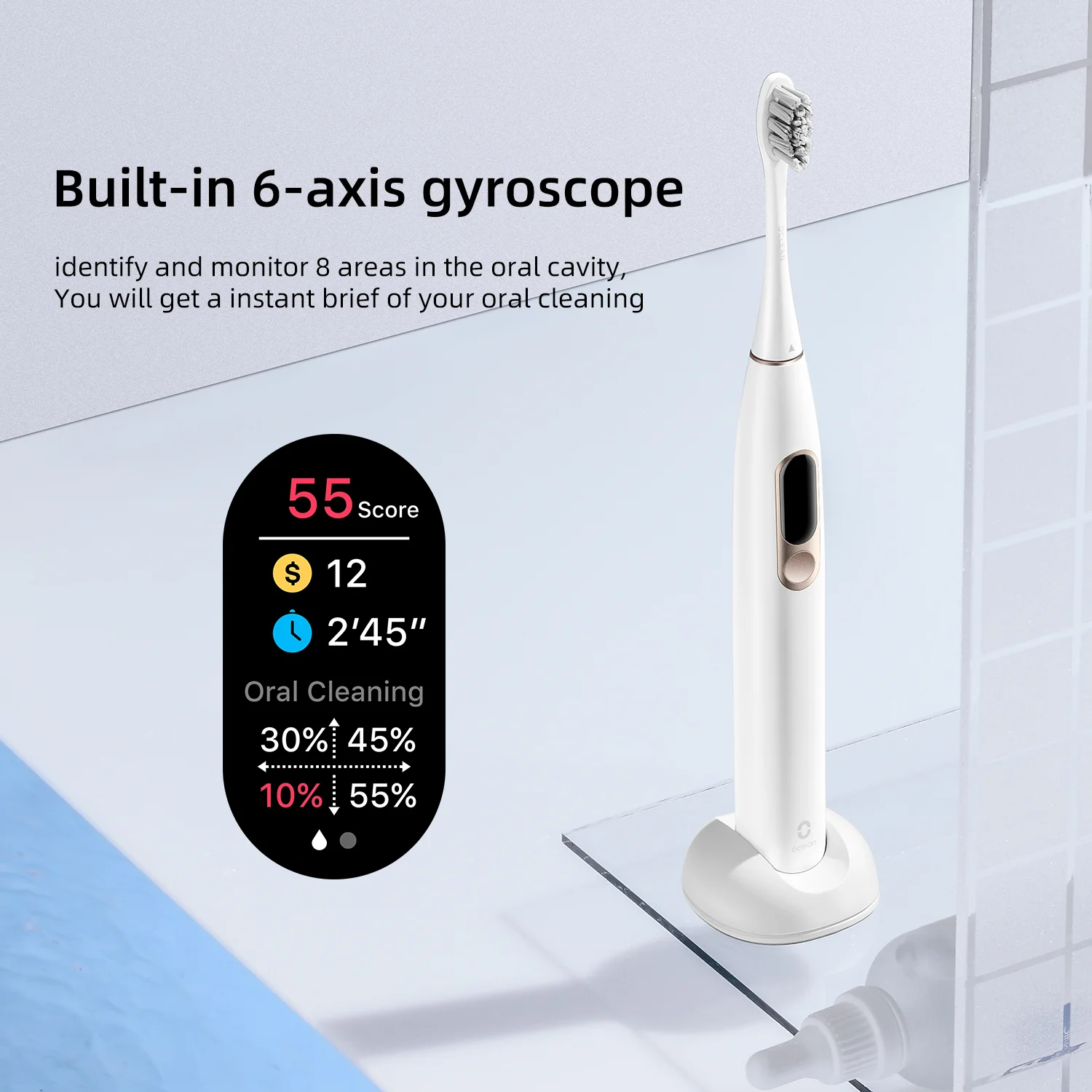 Oclean X Sonic Toothbrush water resistant bluetooth smart LED display Oclean X Sonic Toothbrush water resistant bluetooth smart LED display