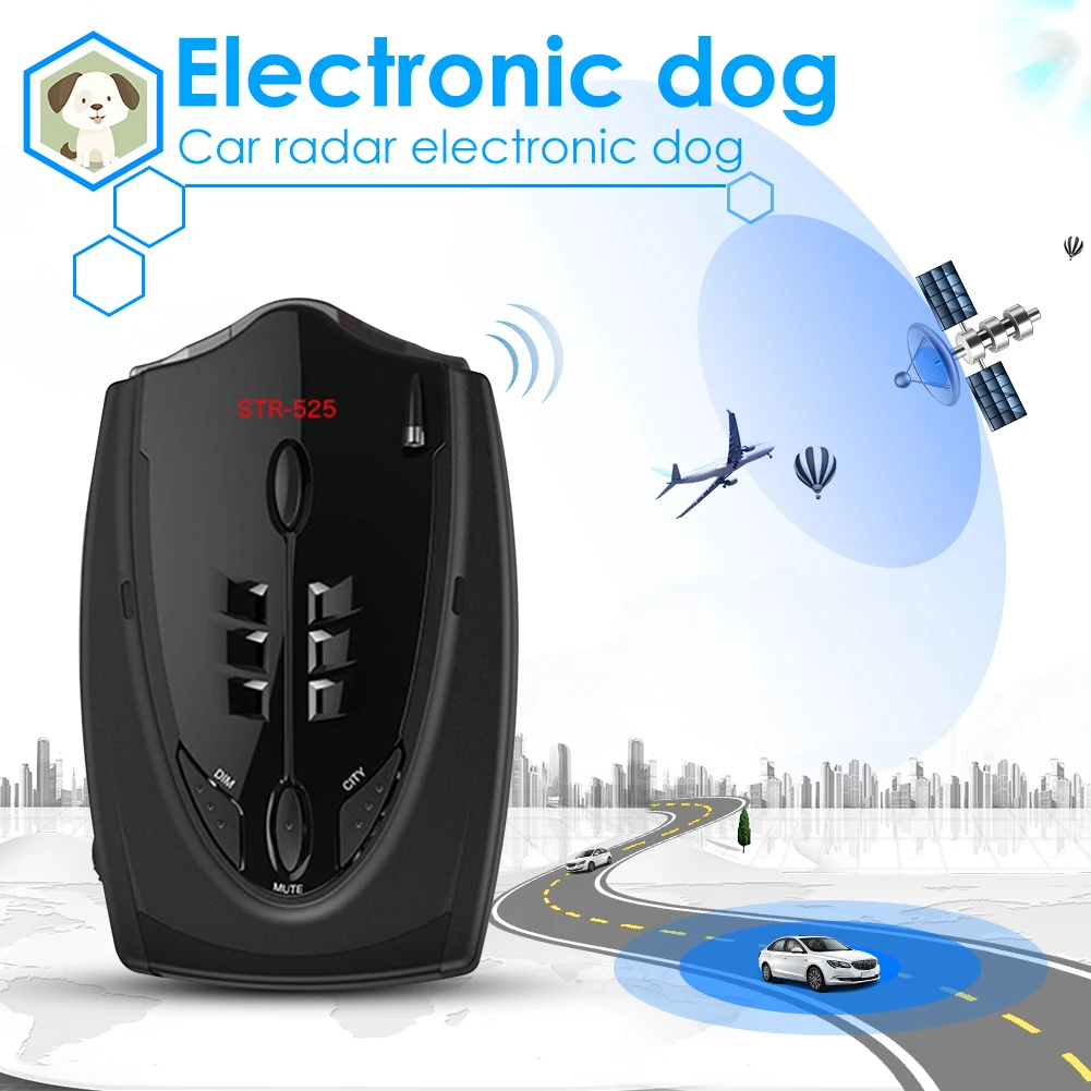 12V Auto STR-525 Radar Detector English Russian Thai Voice Auto Vehicle Speed Alert Warning X K CT La Anti Radar Car Detector