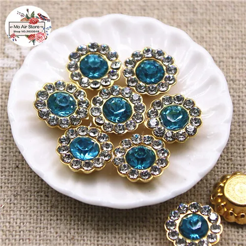 lake blue 50pcs 50 шт. 10 мм разноцветные блестящие стразы Круглые Цветочные пуговицы домашние фигурки для сада Кабошон Скрапбукинг DIY аксессуары - Цвет: lake blue 50pcs