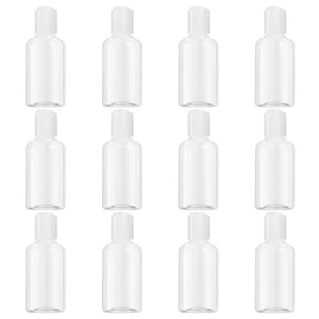 

12pcs 75ml Refillable Bottle Press Cap Travel Bottle Storage Container for Shampoo Cream Lotion (Random Cap Color)