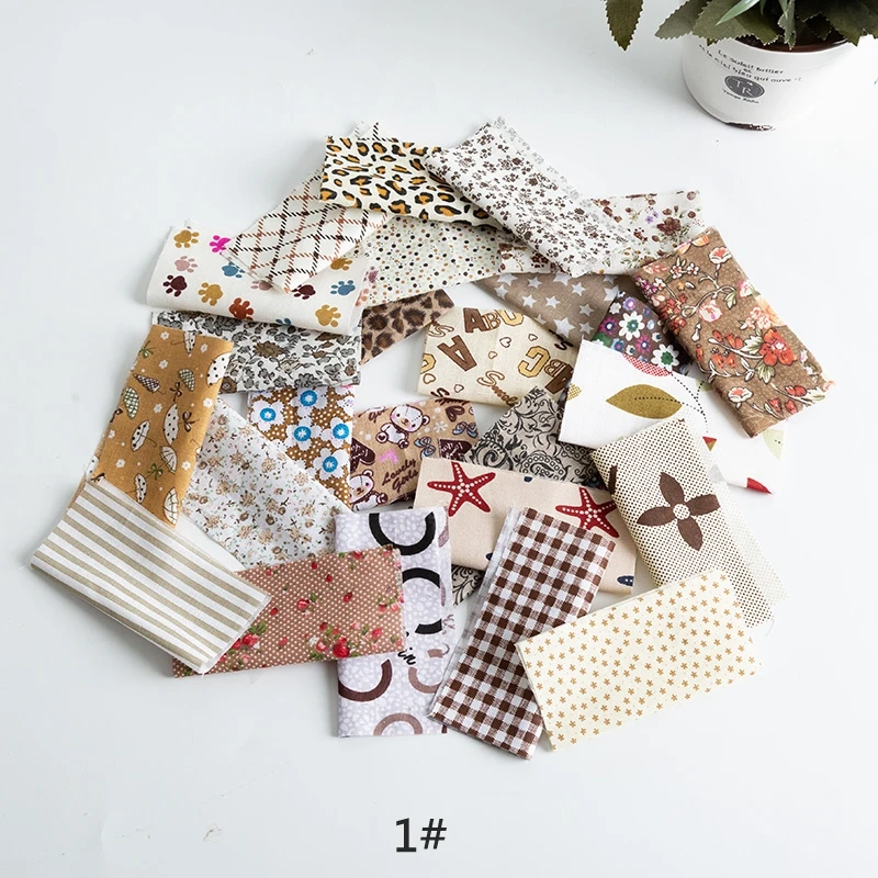 1 25 pcs Лоскутная хлопковая ткань с цветами, с принтом, стеганая ткань для рукоделия, 10*10 см/шт., TJ0550-1 - Цвет: 1 25 pcs