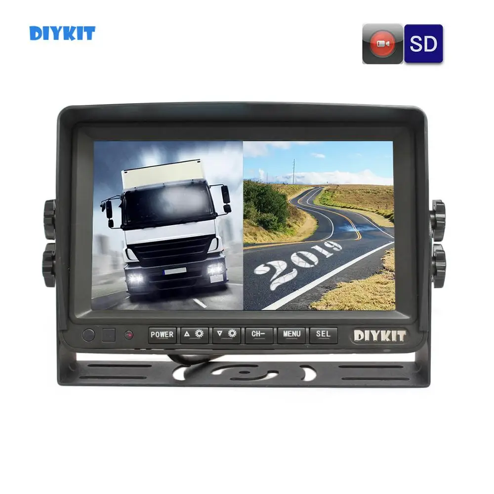 DIYKIT AHD " ips автомобильный монитор заднего вида Поддержка 960P AHD камера Поддержка sd-карты видео запись Diaplay две камеры s изображение