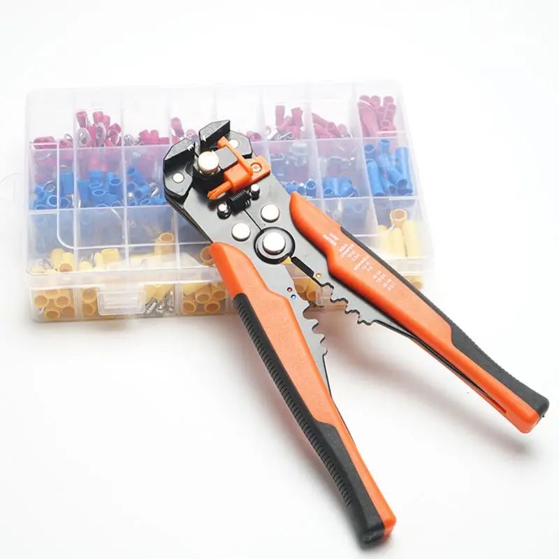 Crimper Cable Cutter Wire Stripper Crimping Pliers Screwdriver with 400pcs Terminal Multifunctional Stripping Tools