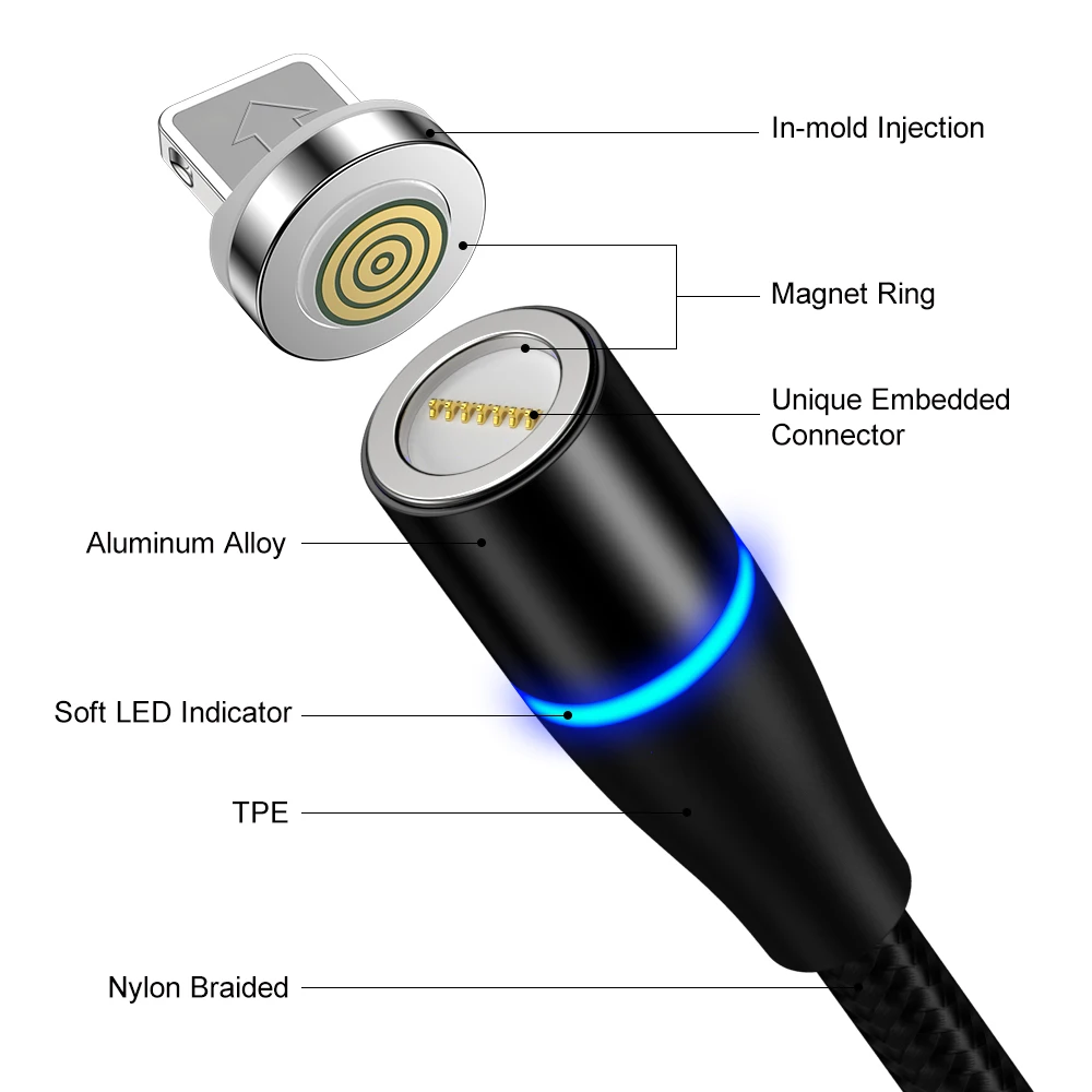 Магнитный зарядный Магнит USB C Micro кабель Быстрая Зарядка Кабели магнит зарядное