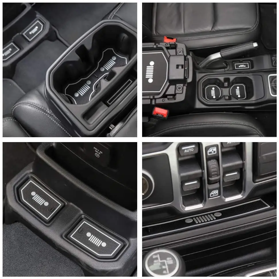 Cup Mat Door Gate Slot Cushion Non-Slip Latex Mats Automobile Interior Decoration for-Jeep Wrangler JLU 4 doors