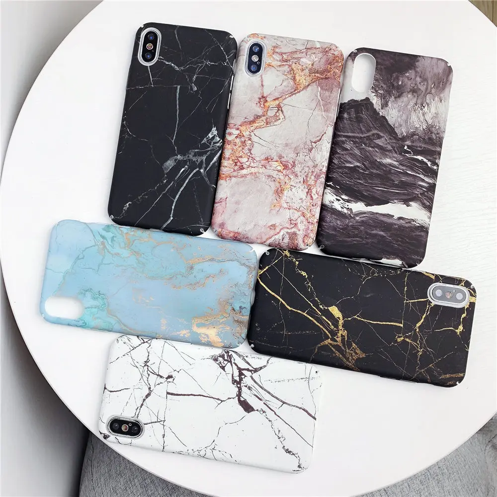 Мраморные матовые жесткие чехлы из поликарбоната для телефона iphone 8 7 6 6S Plus X XR XS 11