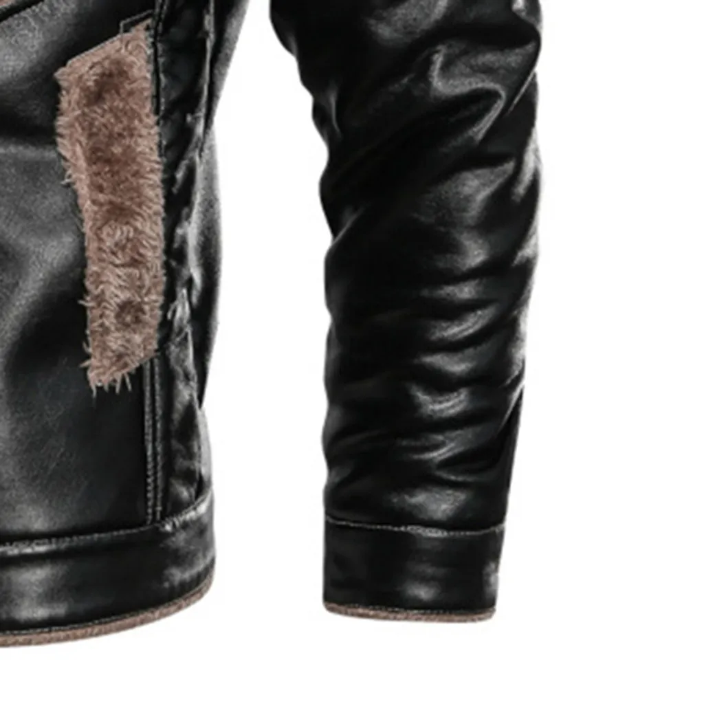 casaco jaqueta masculino chaqueta hombre coat men's Autumn Winter Vintage Turn-down Collar Solid Imitation Leather Coat chamarra