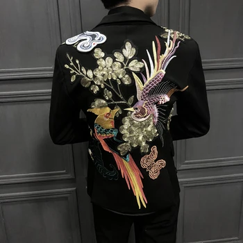 

Masculino High Quality Blazers Single Western Embroidered Designer Man Man's Suit Self-cultivation Trend Embroidery