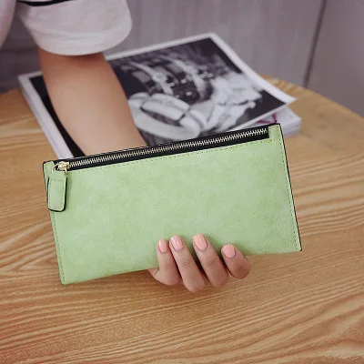 Women's Long Leather Wallet - Simple Style Coin and Card Holder