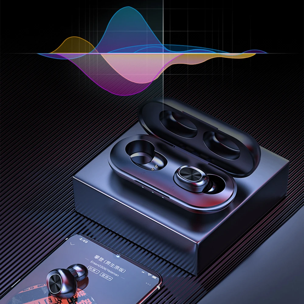 B5 TWS Wireless Earphone Bluetooth 5.0 Touch Control Bluetooth Earbuds Stereo Music headphone Gaming Headset 300mAh Power Bank