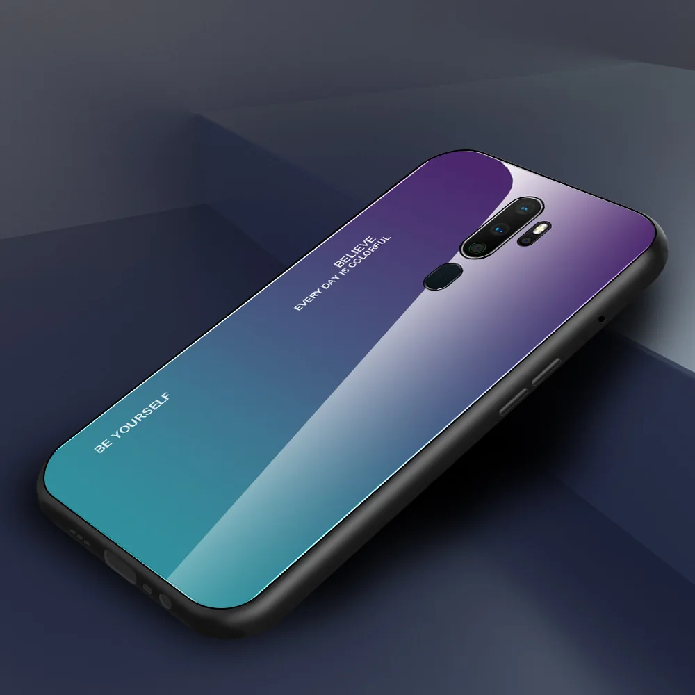 Чехлы с закаленным стеклом для OPPO A9 Reno Realme 3 Realme 3 Pro Realme X Lite K3 F11 R17 противоударный задний градиентный цветной бампер