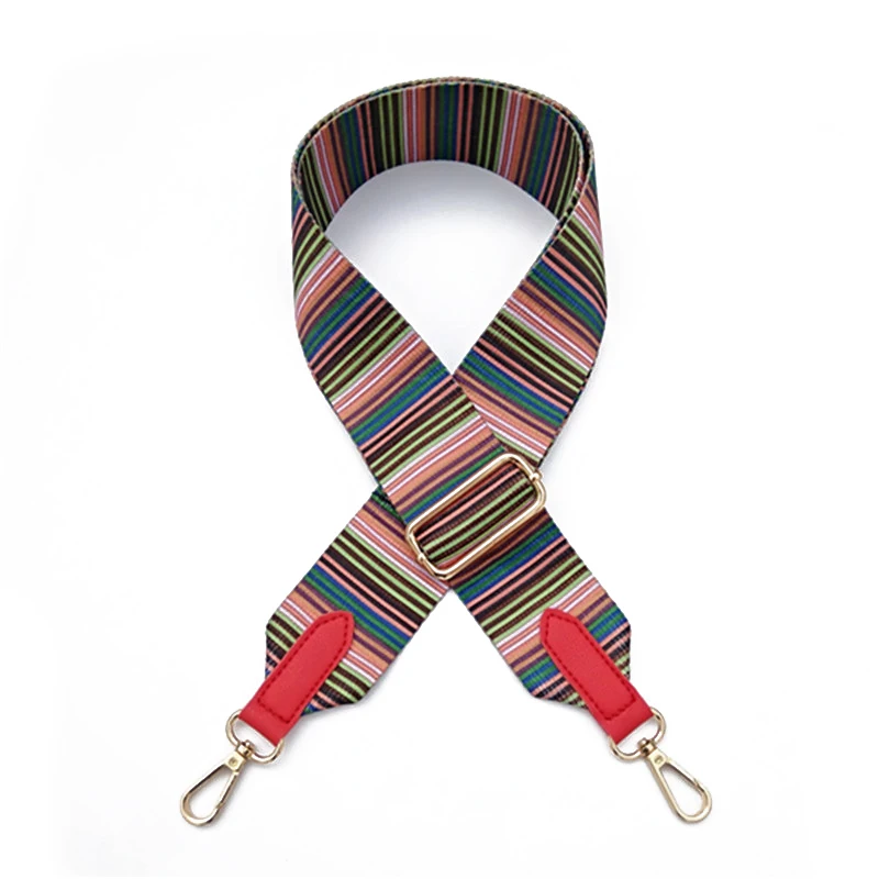 

120cm Canvas Adjustable Buckle Women Bag Strap 5cm Wide Ethnic Style Striped Obag Handles Bag Belt Easy Holding Bag Accessories