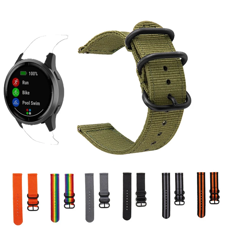 

For Garmin vivoactive 3 Forerunner 645 245 watch accessories Nylon Replacement Strap Bracelet For vivoactive 4 4s Watchband 22mm