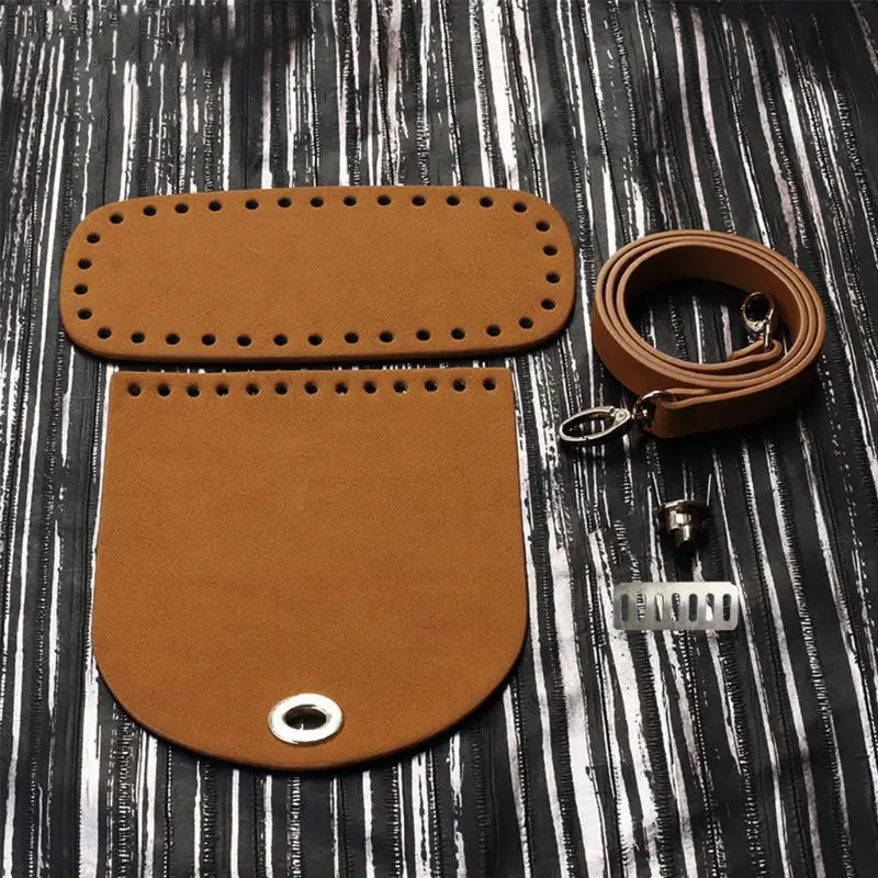 

3 Pieces/Set Artificial Leather Shoulder Bag Bottom Strap Replacement for DIY Handmade Knitting Crochet Handbag Sewing