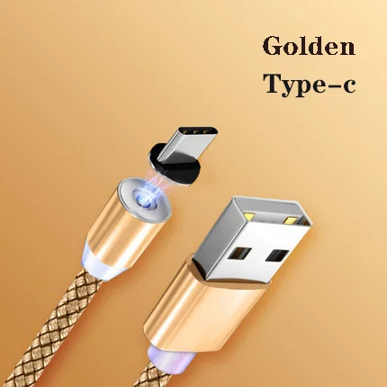 Магнитный usb-кабель 1 м 2 м, кабель для быстрой зарядки USB типа C, Магнитный зарядный кабель Micro usb для зарядки и передачи данных, кабель USB для мобильного телефона - Цвет: Golden Type-c