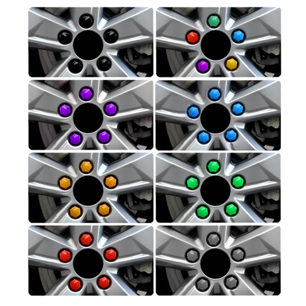 Car Accessories Wheel Nut Caps 20pcs Car Tyre Wheel Hub Covers 17mm Nut Caps Dust Proof Exterior Decoration