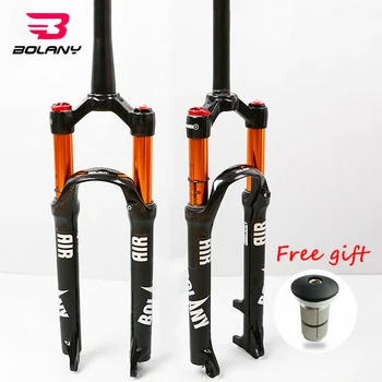 

BOLANY Suspension Fork MTB Bike 26/27.5/29" Tapered/Straight Fork Disc Steerer Brake 100mm Travel QR Bicycle Air Forks