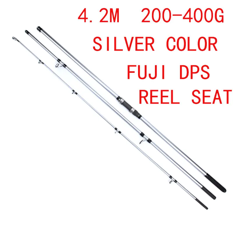 Lurekiller Japan Full Fuji Surf Rod 4,20 м 46 т карбоновая 3 секции 80-150 г/100-250 г удочка для серфинга - Цвет: Светло-серый