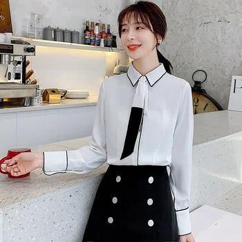 

Fashion Woman Blouses 2020 Spring Ladies Blouse Shirt Long Sleeve Slim White Women's Shirt Blusa Feminina