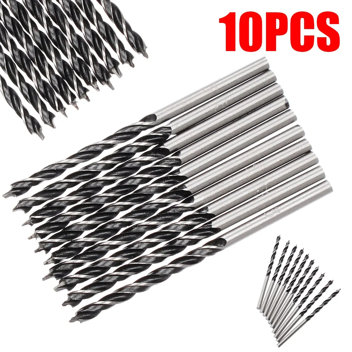 10Pcs 3mm Diameter Twist Drill Bit Wood Drill Bits with Center Point