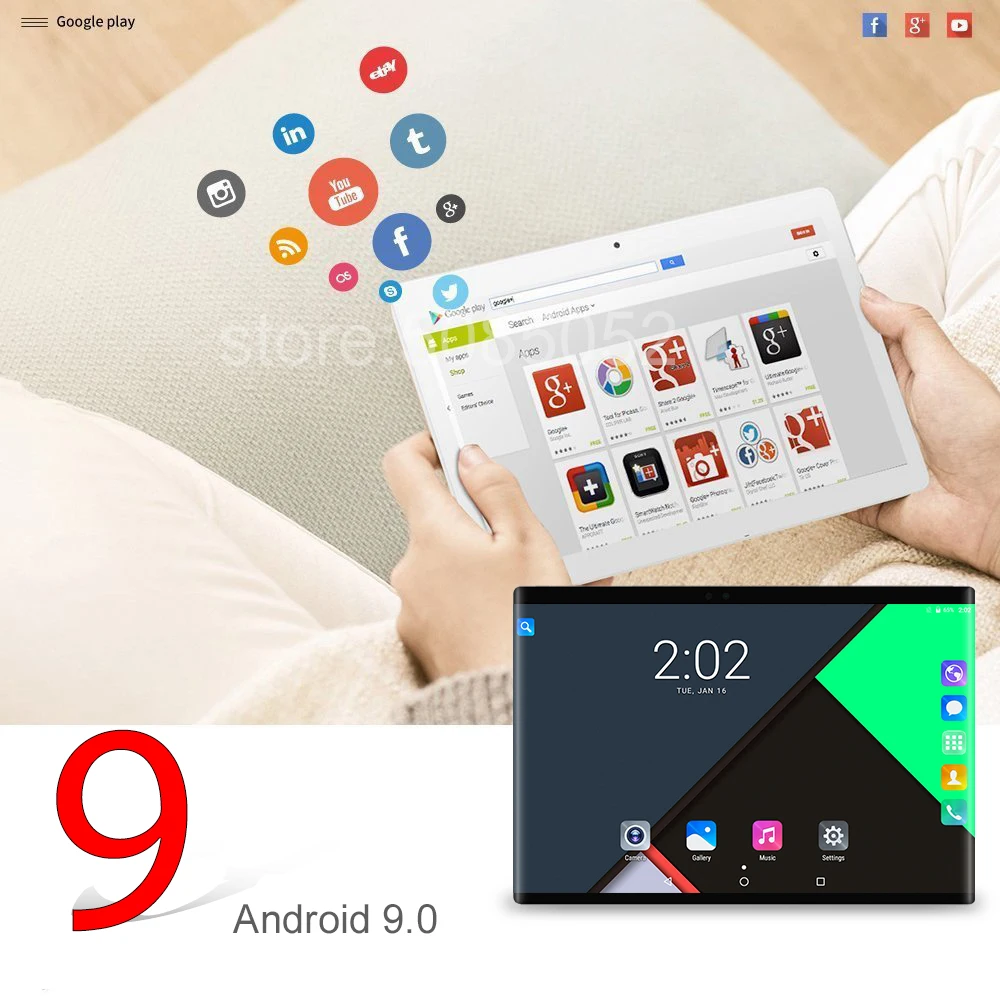 Kaufen 6 + 128GB tablet pc Google Spielen 10,1 zoll android 9.0 octa core 3g 4g LTE smartphone android 9 GPS WIFI 1280 800 IPS Tabletten + Geschenk