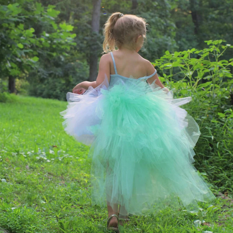 Girls Aqua Unicorn Trailing Tutu Skirt Kids White Ballet Dance Tulle