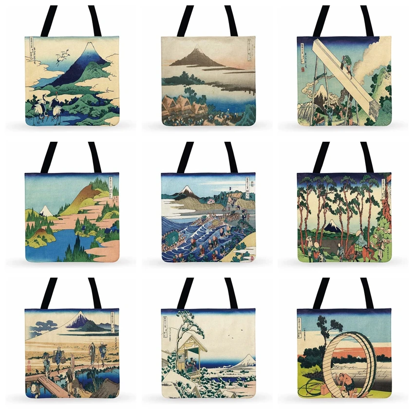 

Outdoor Beach Bag Shopping Bag Japanese Ukiyo-e Art Painting Print Tote Bag For Women Casual Tote Ladies Shoulder Bag