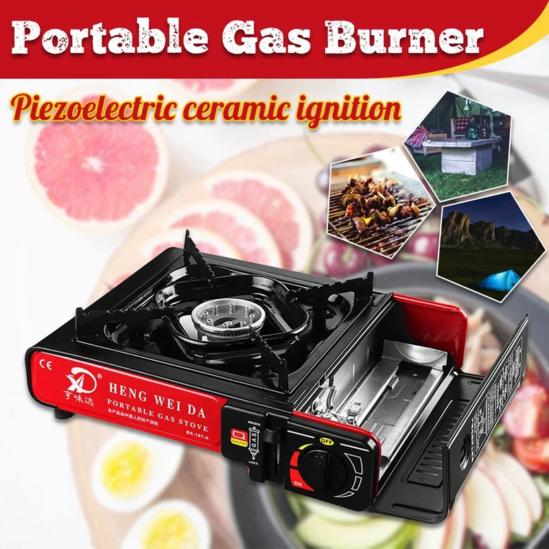 ABUO-портативная газовая плита для кемпинга, Бутановая плита для приготовления пищи, ветрозащитная плита для пикника, барбекю, плита для кемпинга, газовая плита