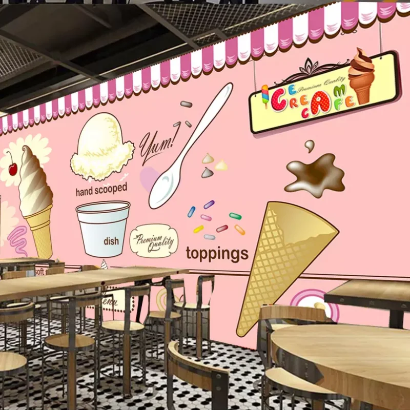 

Dropship Dropship Custom Ice Cream Shop Coffee Shop Restaurant Background Decoration Tea Shop Tea And Dessert Wallpaper