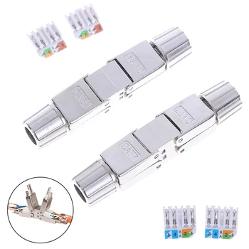 

Cat6A Cat7 Cable Extender Junction Adapter RJ45 Lan Cable Extension Connector Full Shielded Toolless Extension Connector