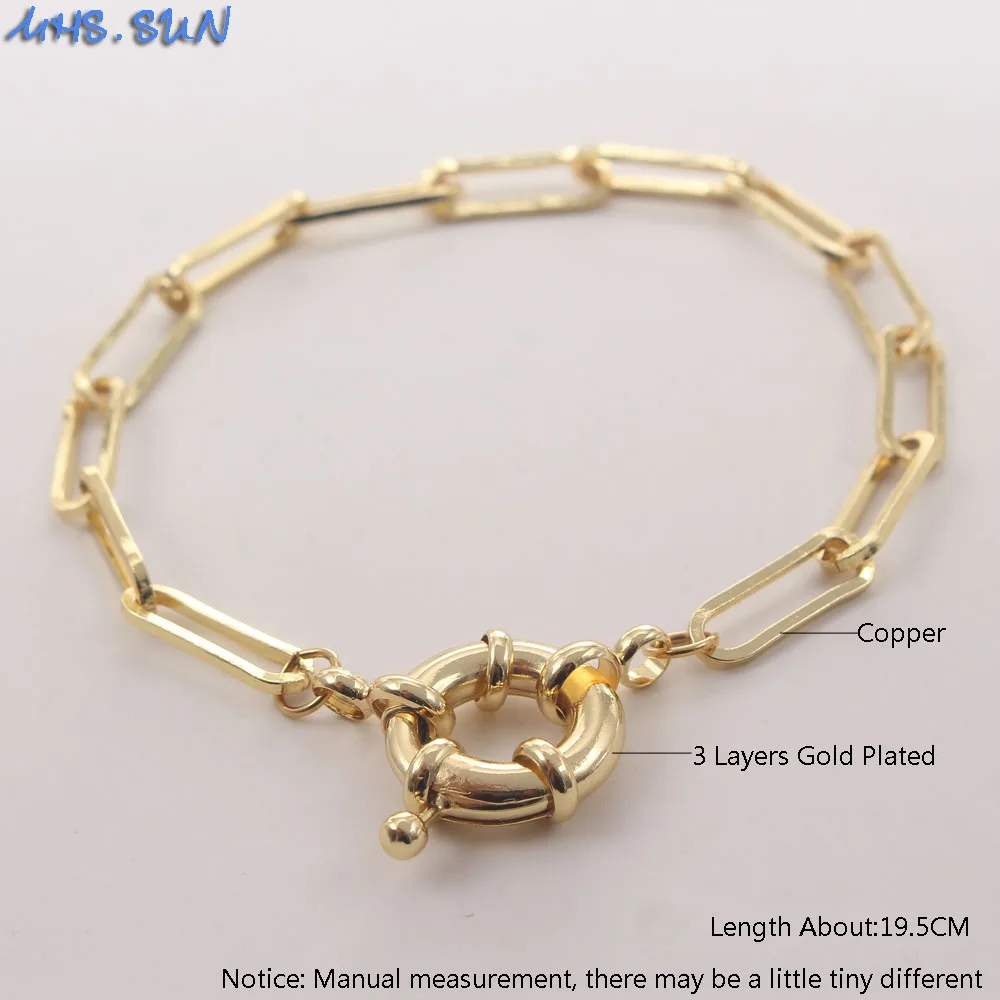 Chain Necklace Anchor Clasp Necklace Bracelet For Women Chunky Link Chain Sailor Wheel 1PC