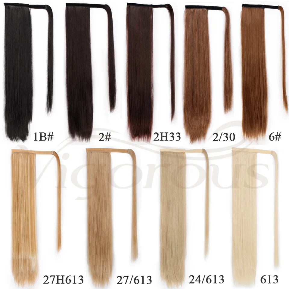 Vigorous Long Afro Ponytail Synthetic Hairpiece Wrap On Clip Hair