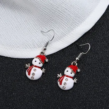 

Women Christmas Hook Drop Dangle Earring Charm Eardrop Jewelry Xmas Party Cute Lovely Snowman Drop Earing Modern Female Jewelry