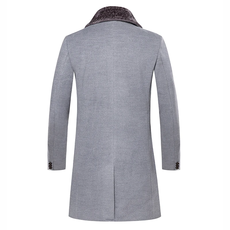 Manteau Homme, средней длины, черный, серый, мужской Тренч, синий 4xl 5xl, Тренч с меховым воротником, Мужская шерстяная смесь, зимнее зауженное пальто впору для мужчин