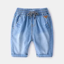 Стиль; сезон лето; корейский стиль; модная детская одежда для мальчиков; Детские однотонные мягкие ковбойские шорты;